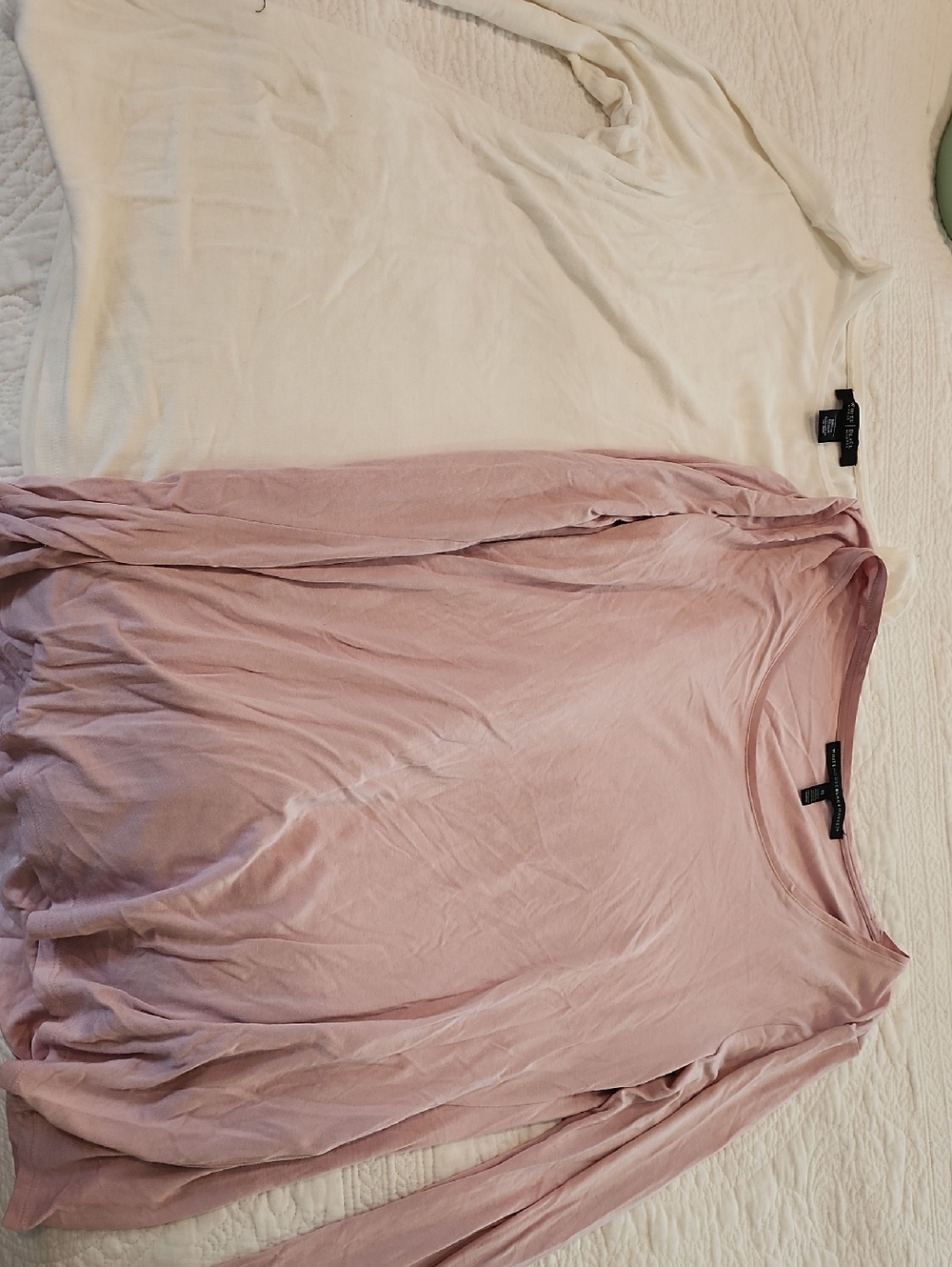 White House Black Market Pink & Cream Long Sleeve Tops Set
